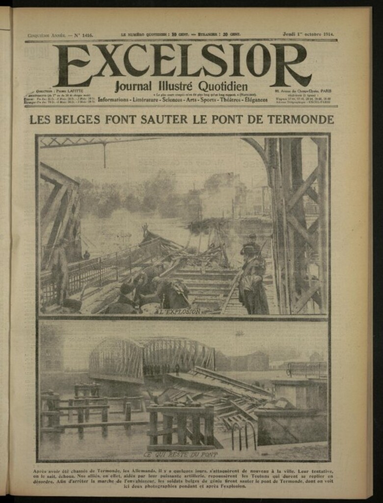 Miniatura de Excelsior: journal illustré quotidien de 1 de octubre de 1914, nº 1416