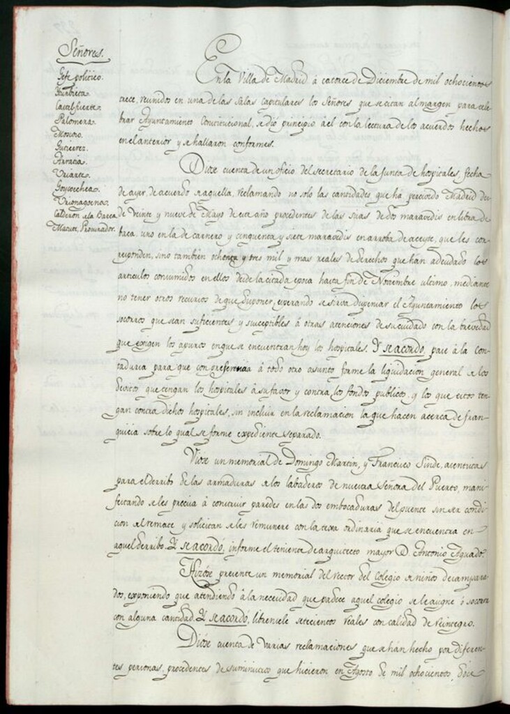 Miniatura de Libro de Acuerdos del Ayuntamiento de Madrid del 14 de diciembre de 1813
