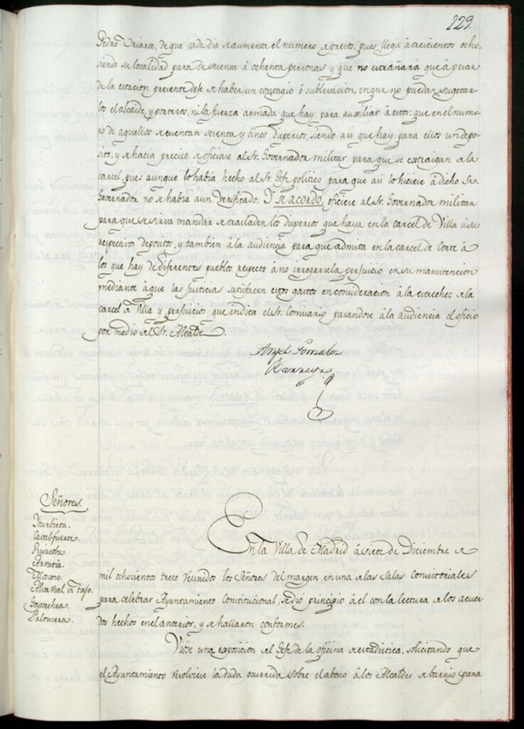 Miniatura de Libro de Acuerdos del Ayuntamiento de Madrid del 7 de diciembre de 1813