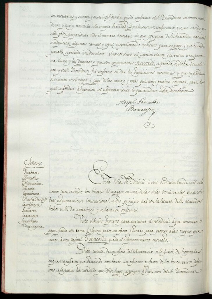 Miniatura de Libro de Acuerdos del Ayuntamiento de Madrid del 6 de diciembre de 1813