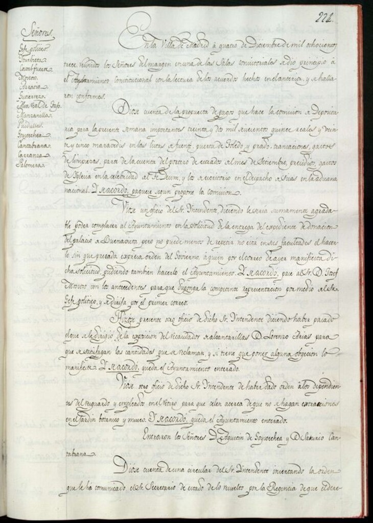 Miniatura de Libro de Acuerdos del Ayuntamiento de Madrid del 4 de diciembre de 1813