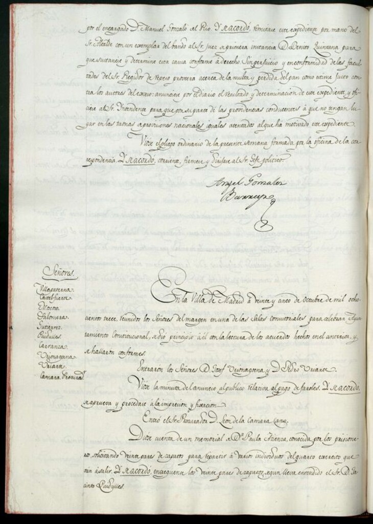 Miniatura de Libro de Acuerdos del Ayuntamiento de Madrid del 25 octubre de 1813