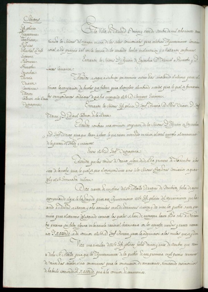 Miniatura de Libro de Acuerdos del Ayuntamiento de Madrid del 27 octubre de 1813