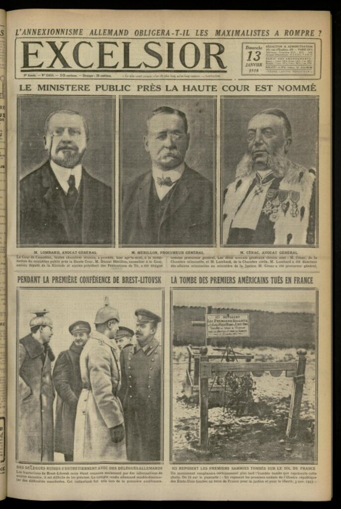 Miniatura de Excelsior: journal illustré quotidien de 13 de enero de 1918, nº 2616