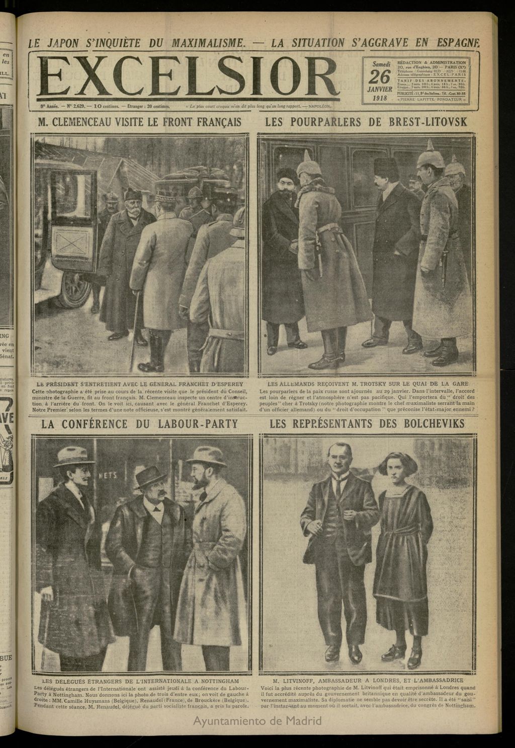 Miniatura de Excelsior: journal illustré quotidien de 26 de enero de 1918, nº 2629