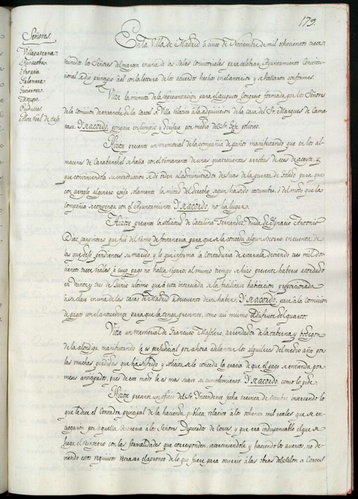 Miniatura de Libro de Acuerdos del Ayuntamiento de Madrid del 5 de noviembre de 1813
