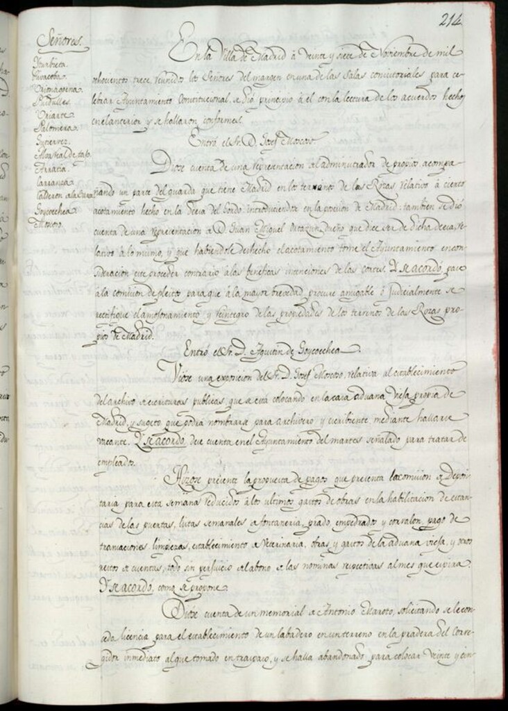 Miniatura de Libro de Acuerdos del Ayuntamiento de Madrid del 27 de noviembre de 1813