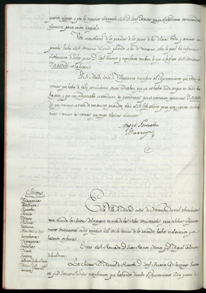 Miniatura de Libro de Acuerdos del Ayuntamiento de Madrid del 6 de noviembre de 1813