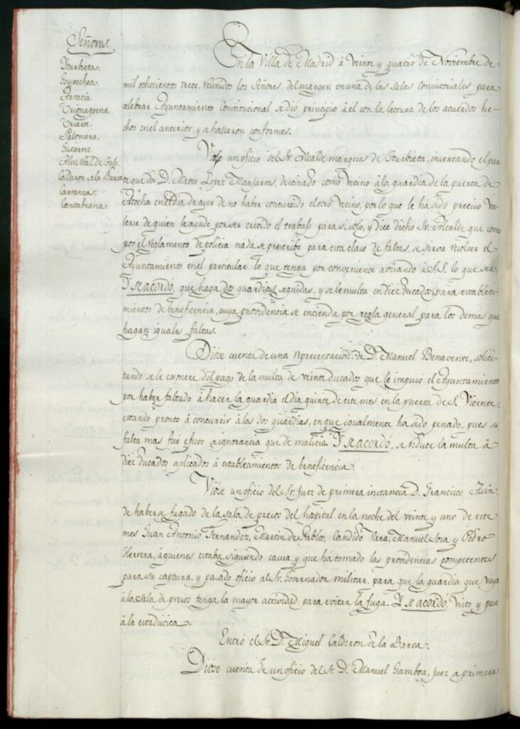 Miniatura de Libro de Acuerdos del Ayuntamiento de Madrid del 24 de noviembre de 1813