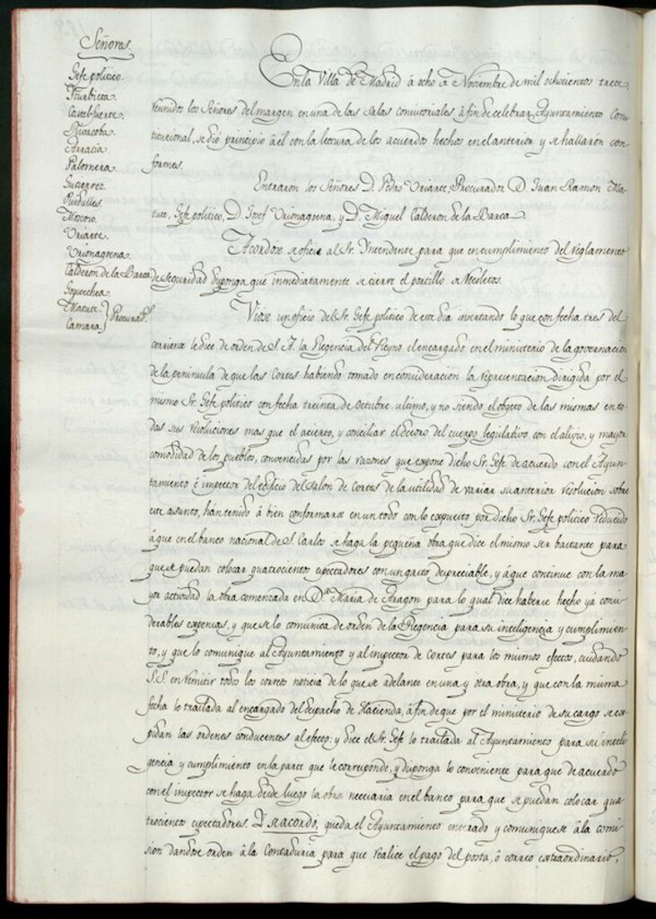 Miniatura de Libro de Acuerdos del Ayuntamiento de Madrid del 8 de noviembre de 1813