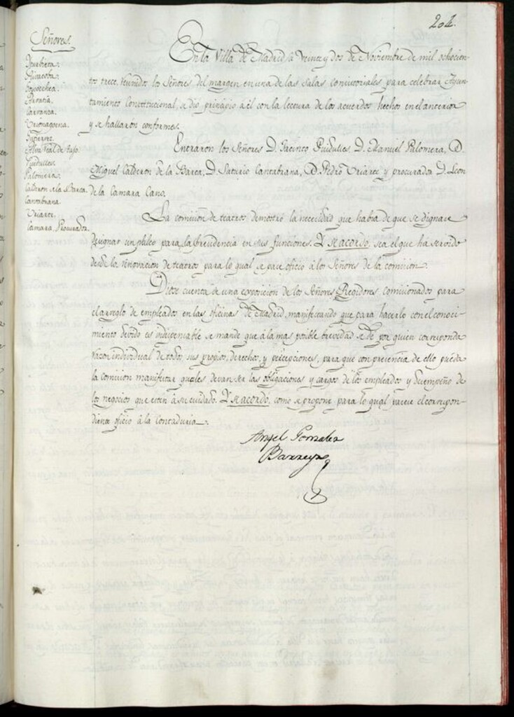 Miniatura de Libro de Acuerdos del Ayuntamiento de Madrid del 22 de noviembre de 1813
