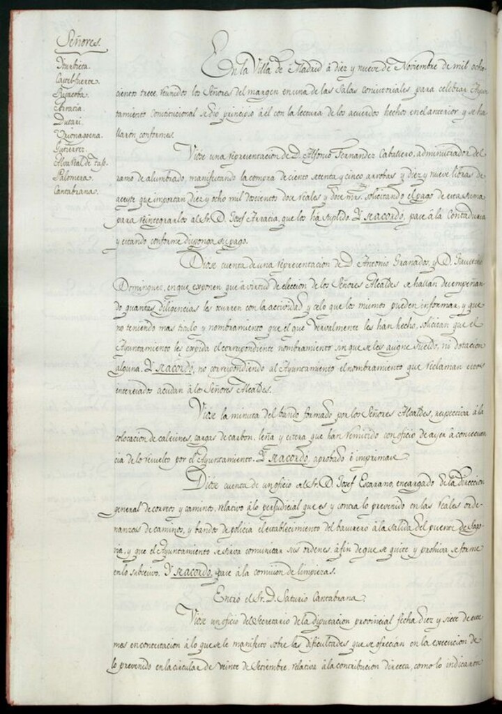 Miniatura de Libro de Acuerdos del Ayuntamiento de Madrid del 19 de noviembre de 1813