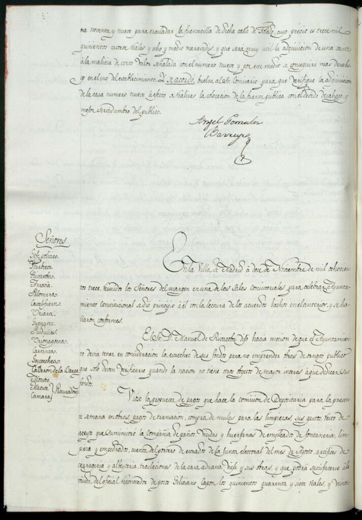 Miniatura de Libro de Acuerdos del Ayuntamiento de Madrid del 12 de noviembre de 1813