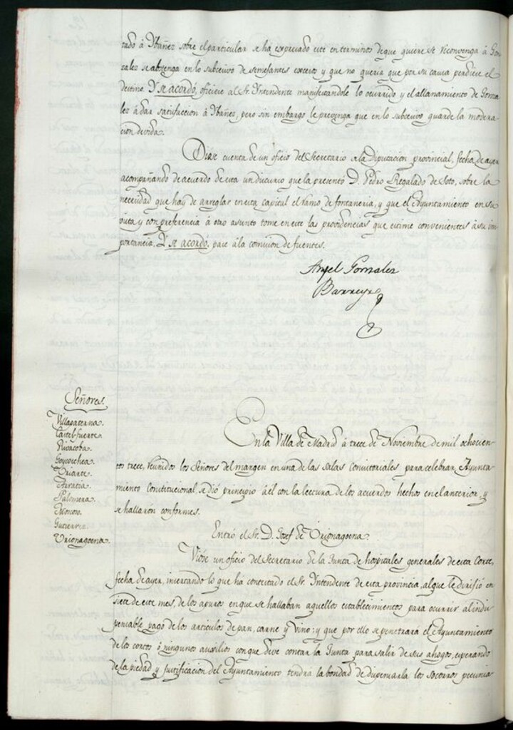 Miniatura de Libro de Acuerdos del Ayuntamiento de Madrid del 13 de noviembre de 1813
