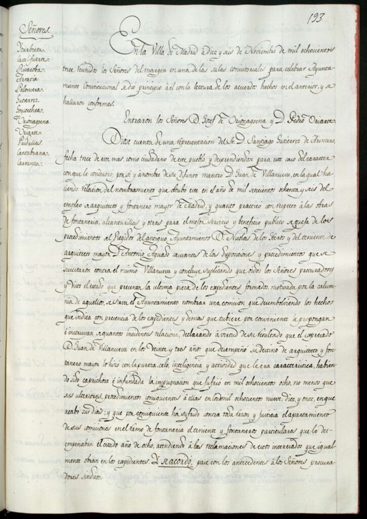Miniatura de Libro de Acuerdos del Ayuntamiento de Madrid del 16 de noviembre de 1813