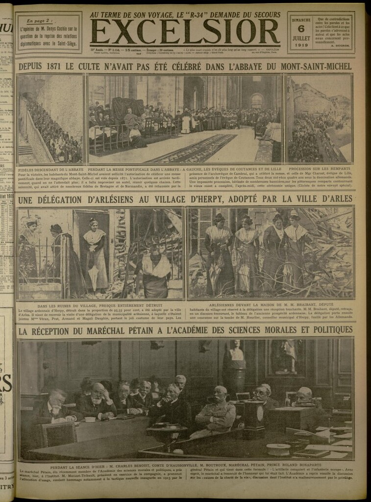 Miniatura de Excelsior: journal illustré quotidien de 6 de julio de 1919, nº 3150