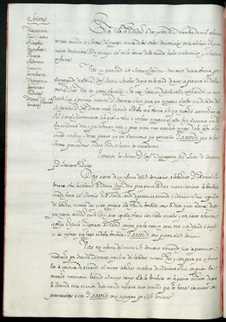 Miniatura de Libro de Acuerdos del Ayuntamiento de Madrid del 17 de noviembre de 1813