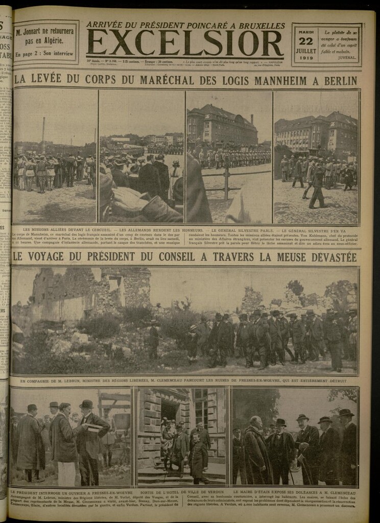 Miniatura de Excelsior: journal illustré quotidien de 22 de julio de 1919, nº 3166