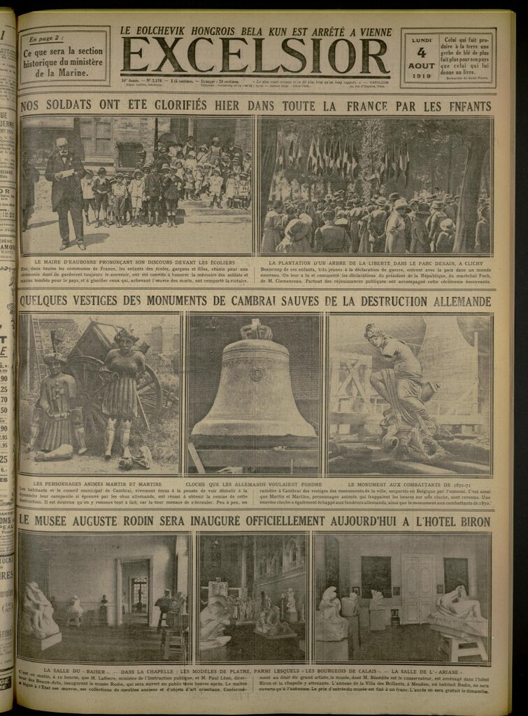 Miniatura de Excelsior: journal illustré quotidien de 4 de agosto de 1919, nº 3179