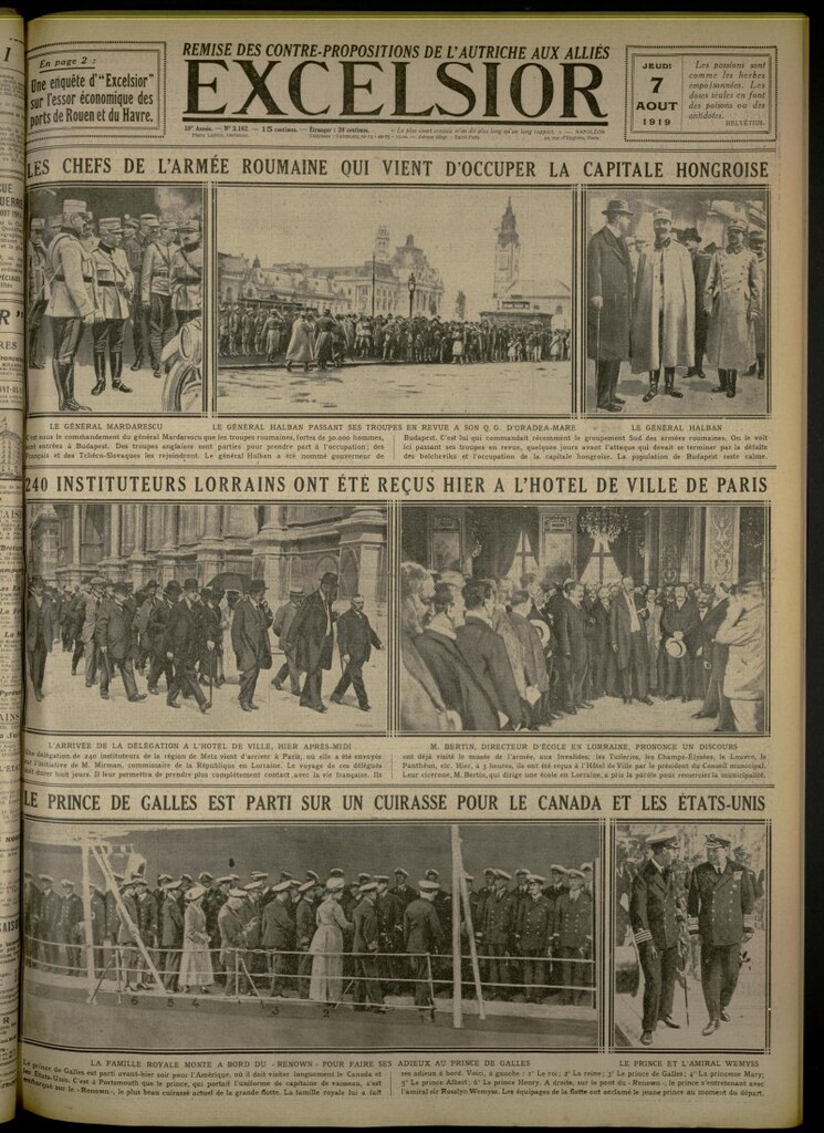 Miniatura de Excelsior: journal illustré quotidien de 7 de agosto de 1919, nº 3182