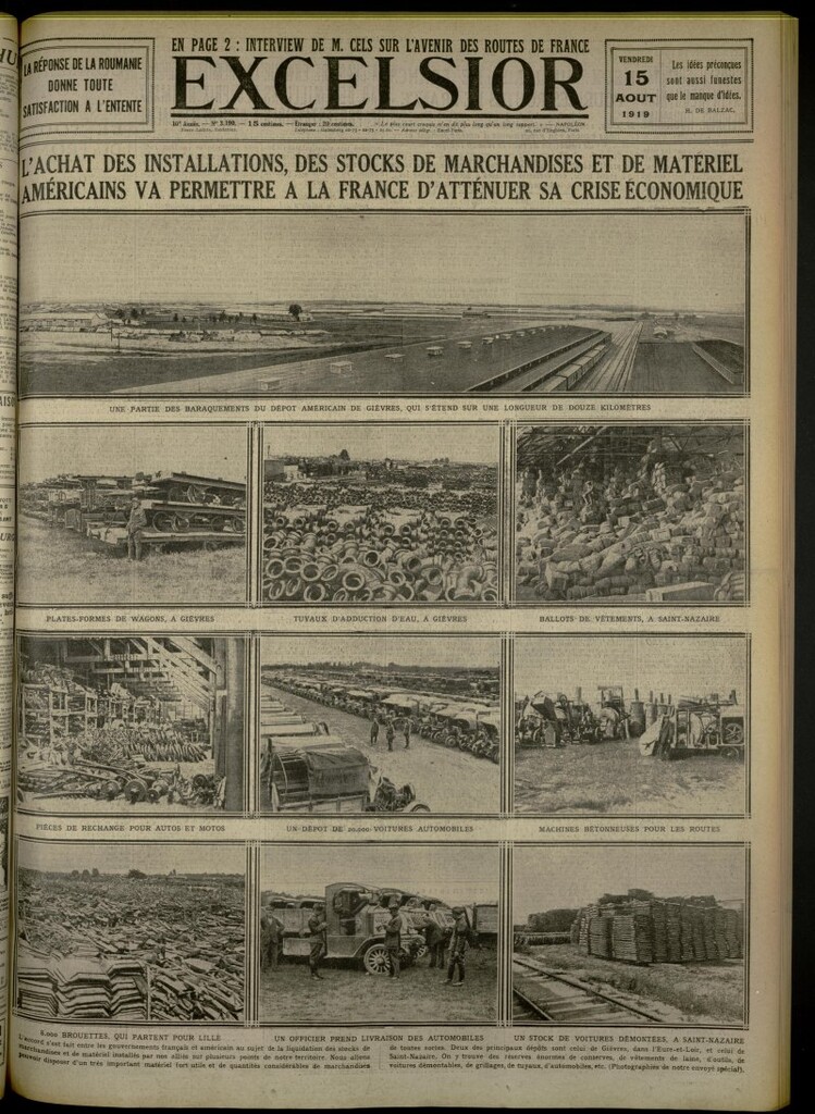Miniatura de Excelsior: journal illustré quotidien de 15 de agosto de 1919, nº 3190