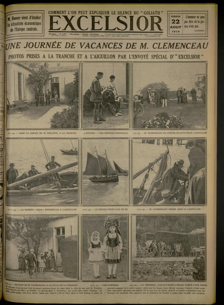 Miniatura de Excelsior: journal illustré quotidien de 22 de agosto de 1919, nº 3197