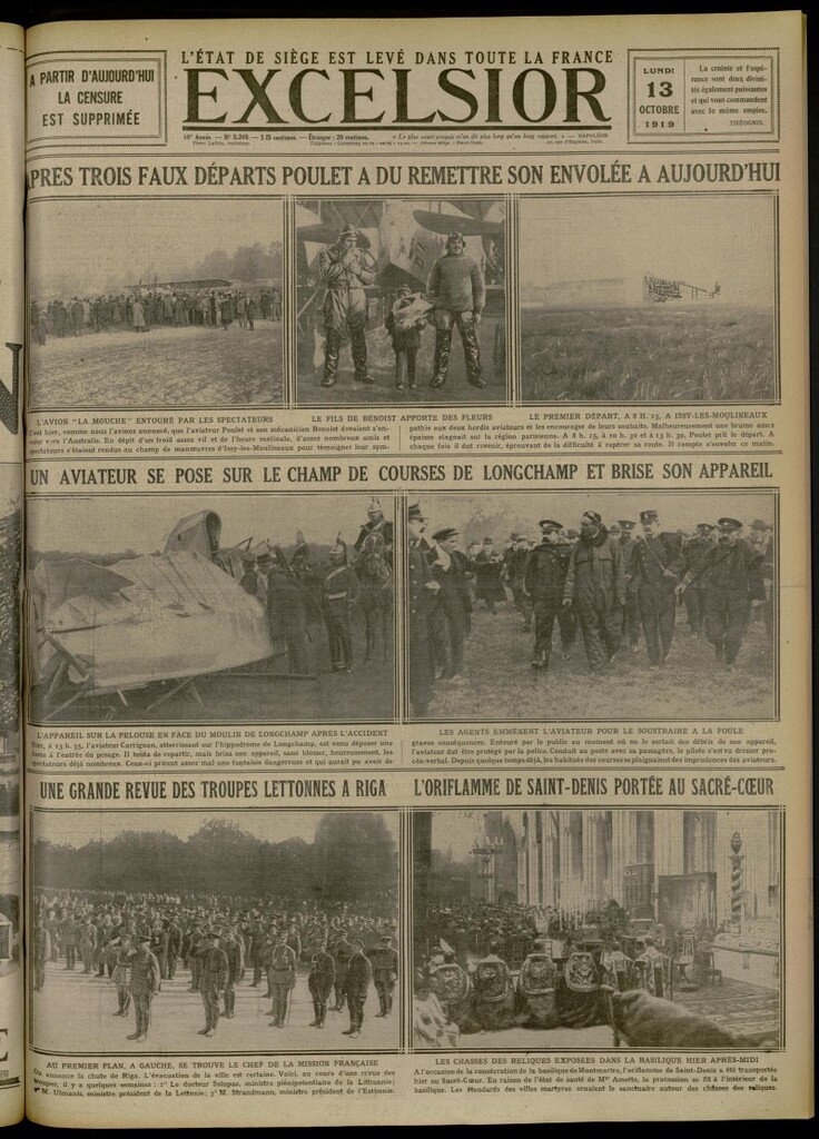 Miniatura de Excelsior: journal illustré quotidien de 13 de octubre de 1919, nº 3249