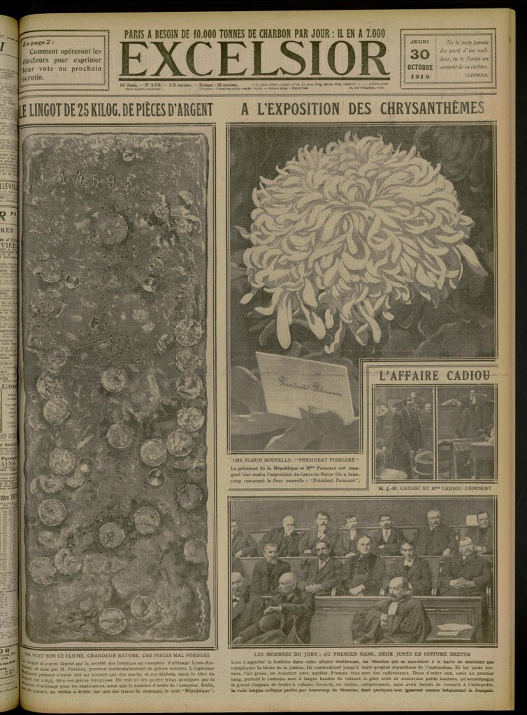Miniatura de Excelsior: journal illustré quotidien de 30 de octubre de 1919, nº 3266