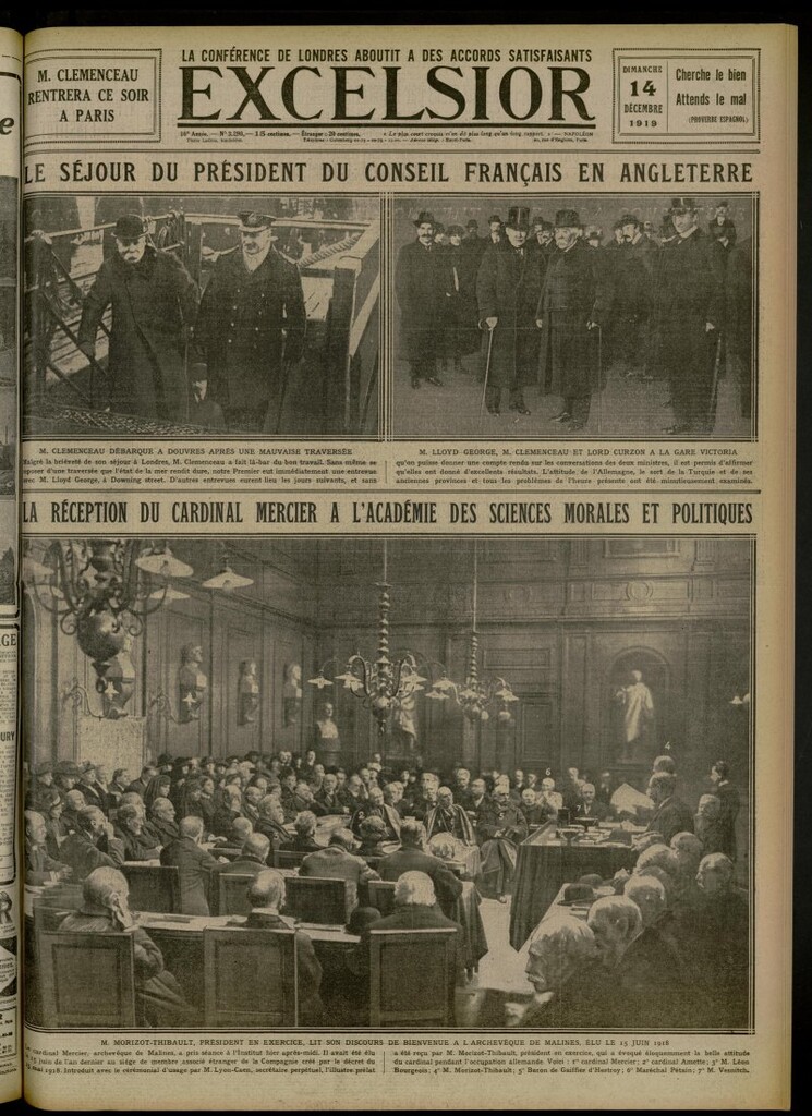 Miniatura de Excelsior: journal illustré quotidien de 14 de diciembre de 1919, nº 3290