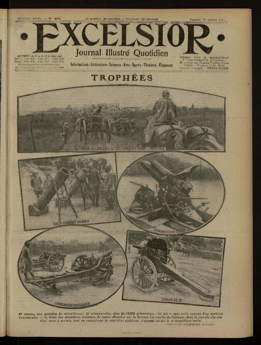 Miniatura de Excelsior: journal illustré quotidien de 22 de julio de 1916, nº 2076