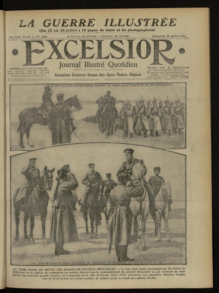 Miniatura de Excelsior: journal illustré quotidien de 30 de julio de 1916, nº 2084