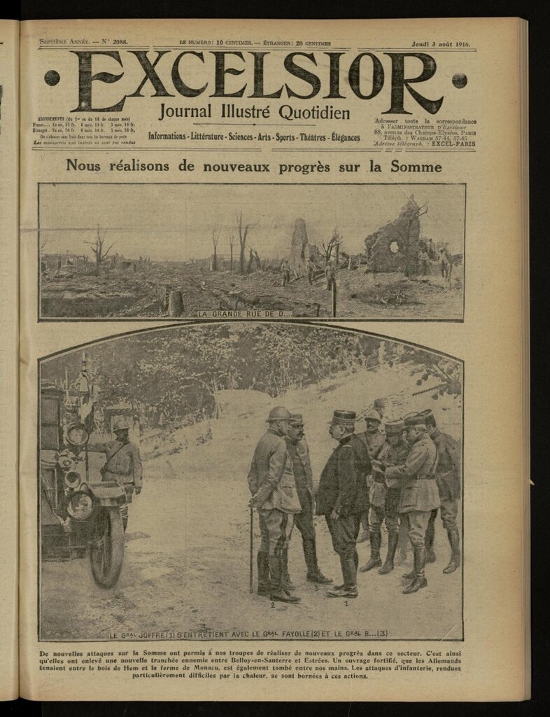 Miniatura de Excelsior: journal illustré quotidien de 3 de agosto de 1916, nº 2088