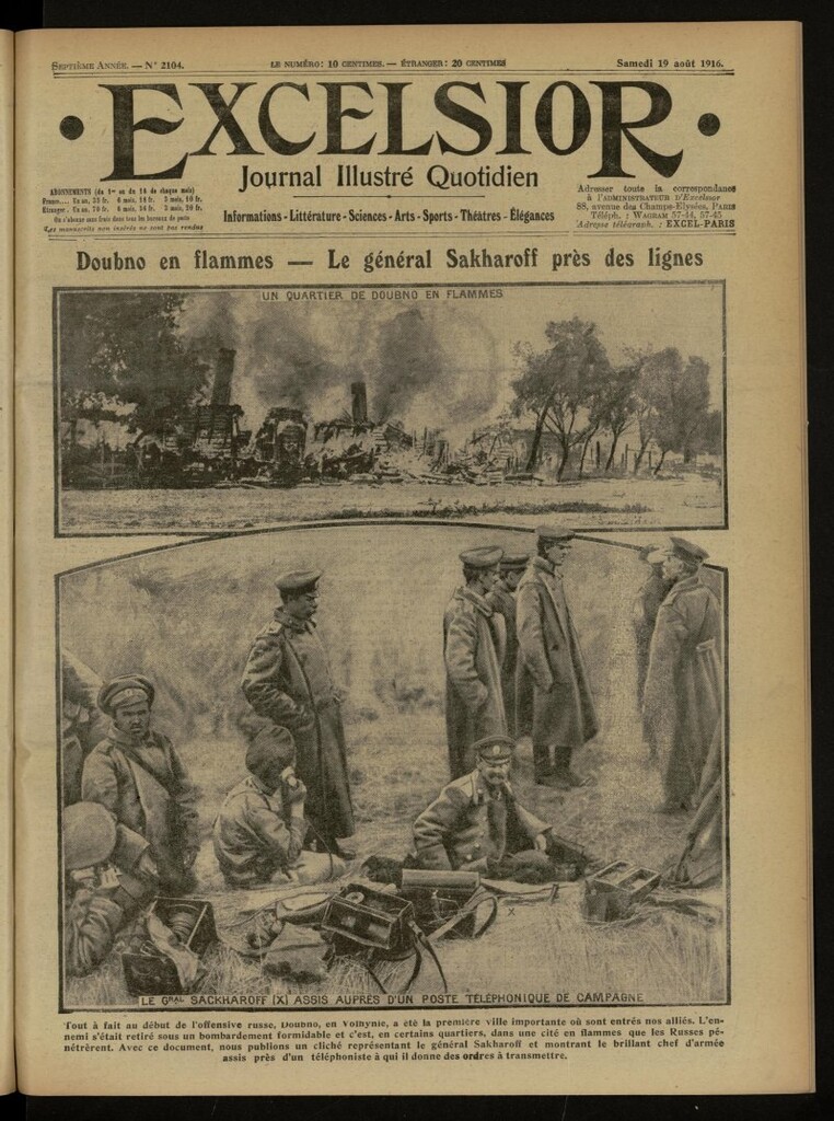 Miniatura de Excelsior: journal illustré quotidien de 19 de agosto de 1916, nº 2104