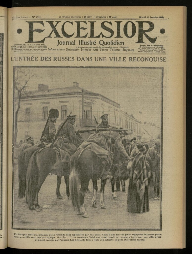 Miniatura de Excelsior: journal illustré quotidien de 12 de enero de 1915, nº 1519
