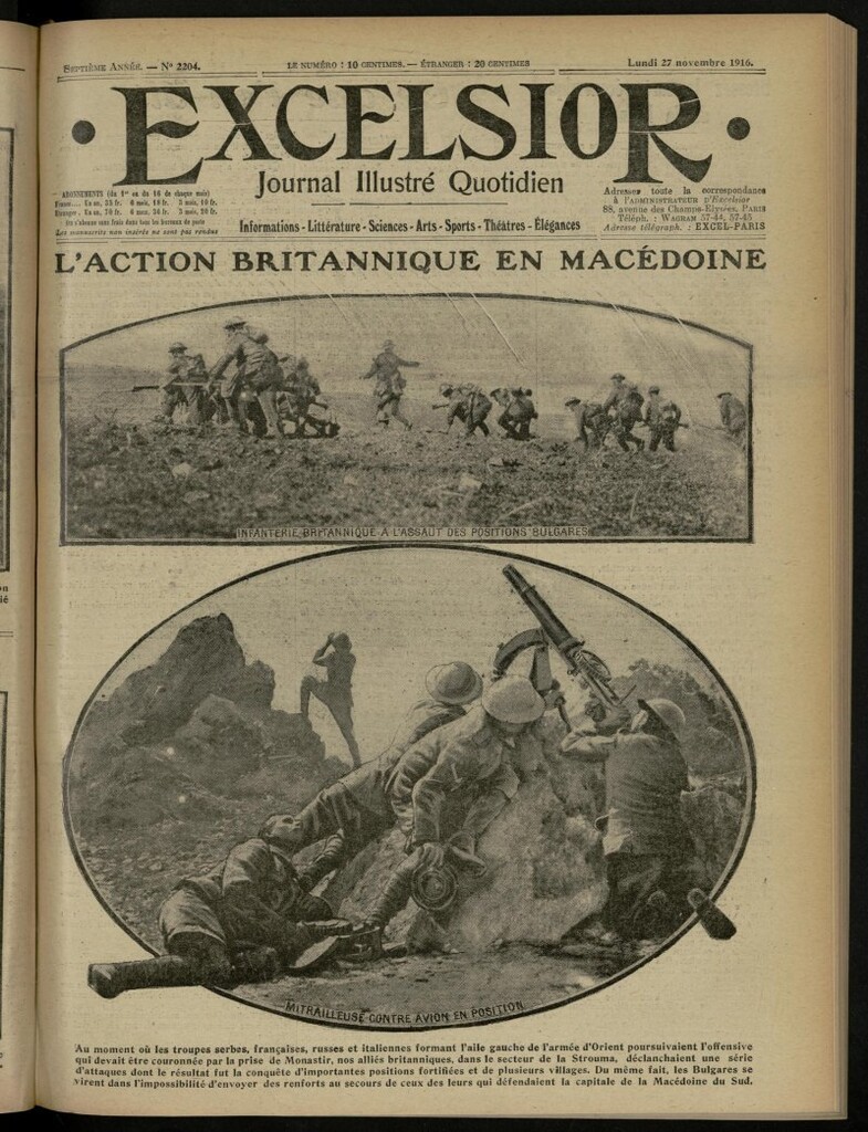 Miniatura de Excelsior: journal illustré quotidien de 27 de noviembre de 1916, nº 2204
