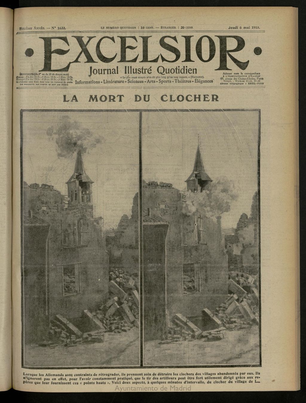 Miniatura de Excelsior: journal illustré quotidien de 6 de mayo de 1915, nº 1633