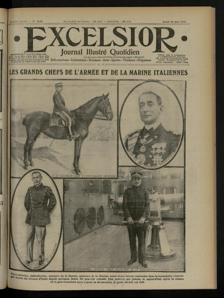 Miniatura de Excelsior: journal illustré quotidien de 20 de mayo de 1915, nº 1647