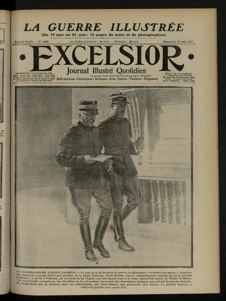 Miniatura de Excelsior: journal illustré quotidien de 23 de mayo de 1915, nº 1650