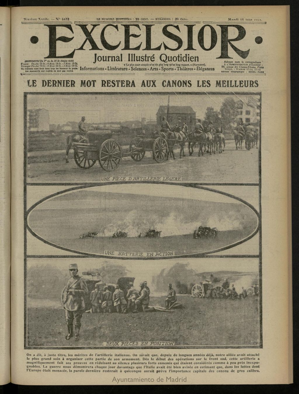 Miniatura de Excelsior: journal illustré quotidien de 15 de junio de 1915, nº 1673