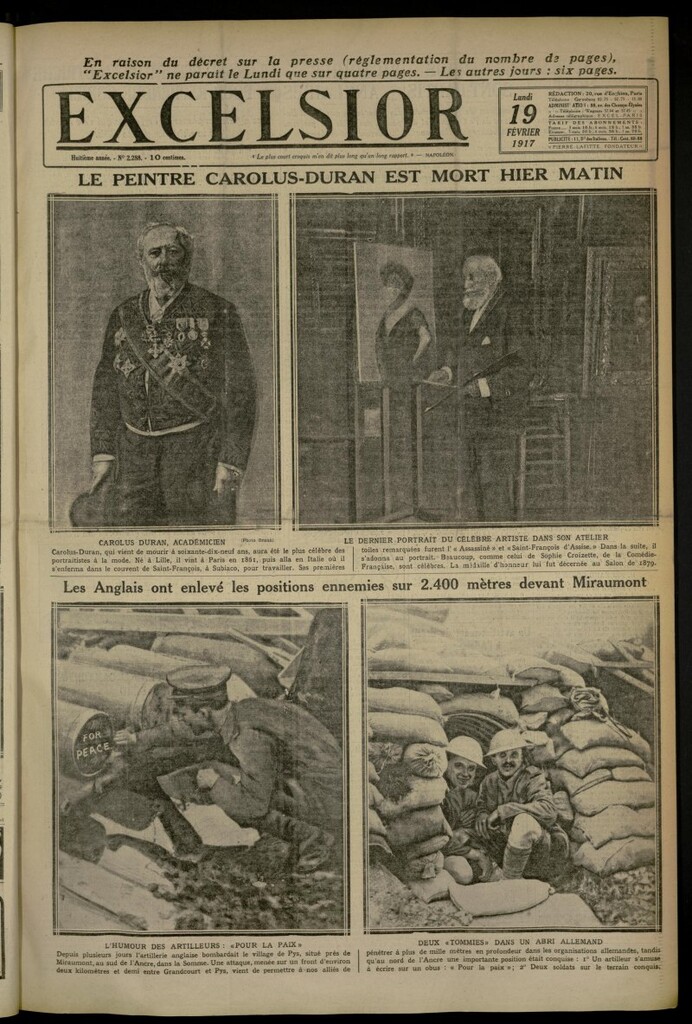 Miniatura de Excelsior: journal illustré quotidien de 19 de febrero de 1917, nº 2288