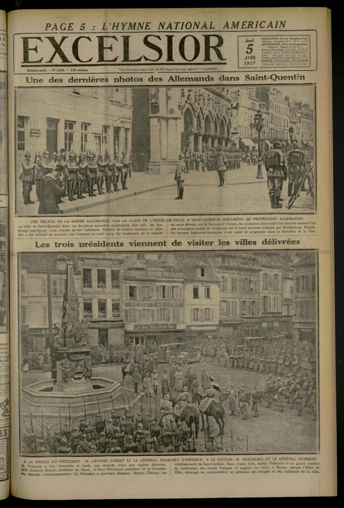 Miniatura de Excelsior: journal illustré quotidien de 5 de abril de 1917, nº 2333