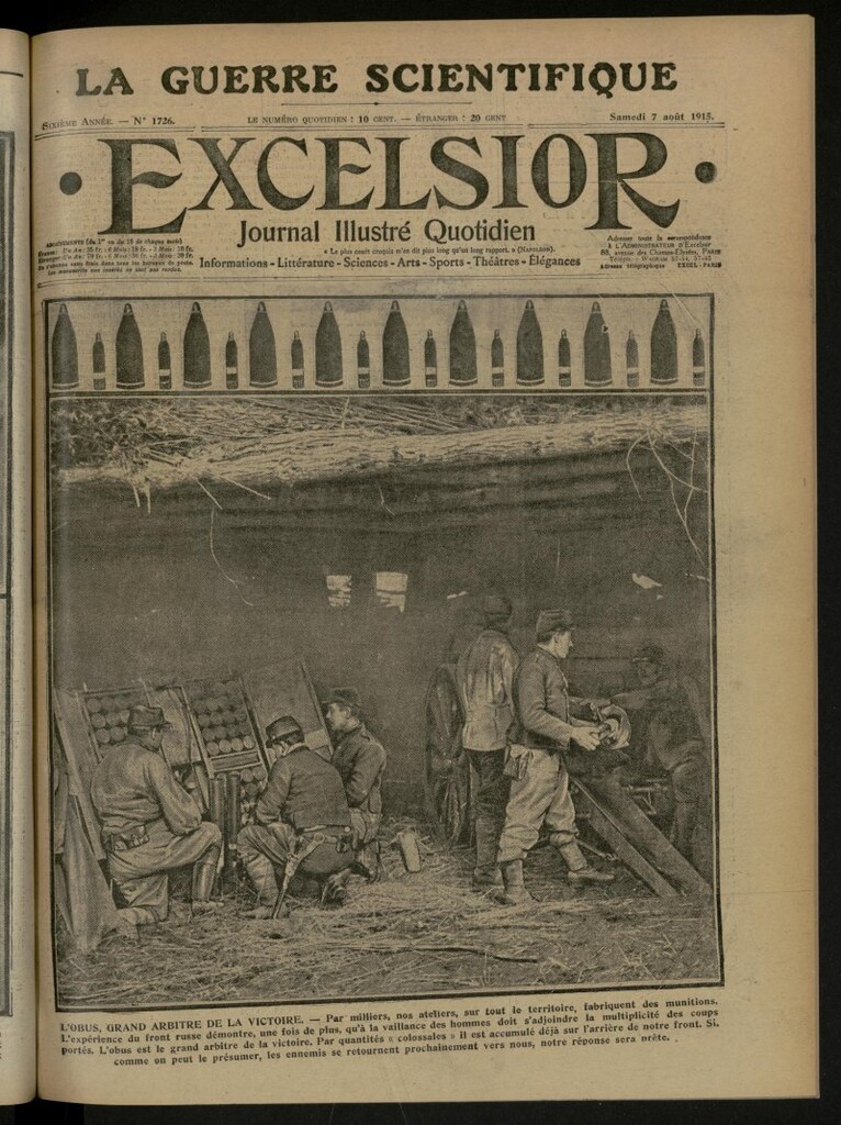 Miniatura de Excelsior: journal illustré quotidien de 7 de agosto de 1915, nº 1726