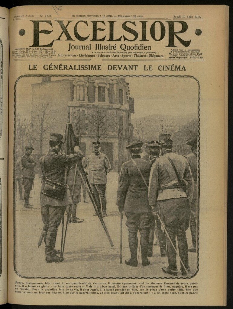 Miniatura de Excelsior: journal illustré quotidien de 19 de agosto de 1915, nº 1738