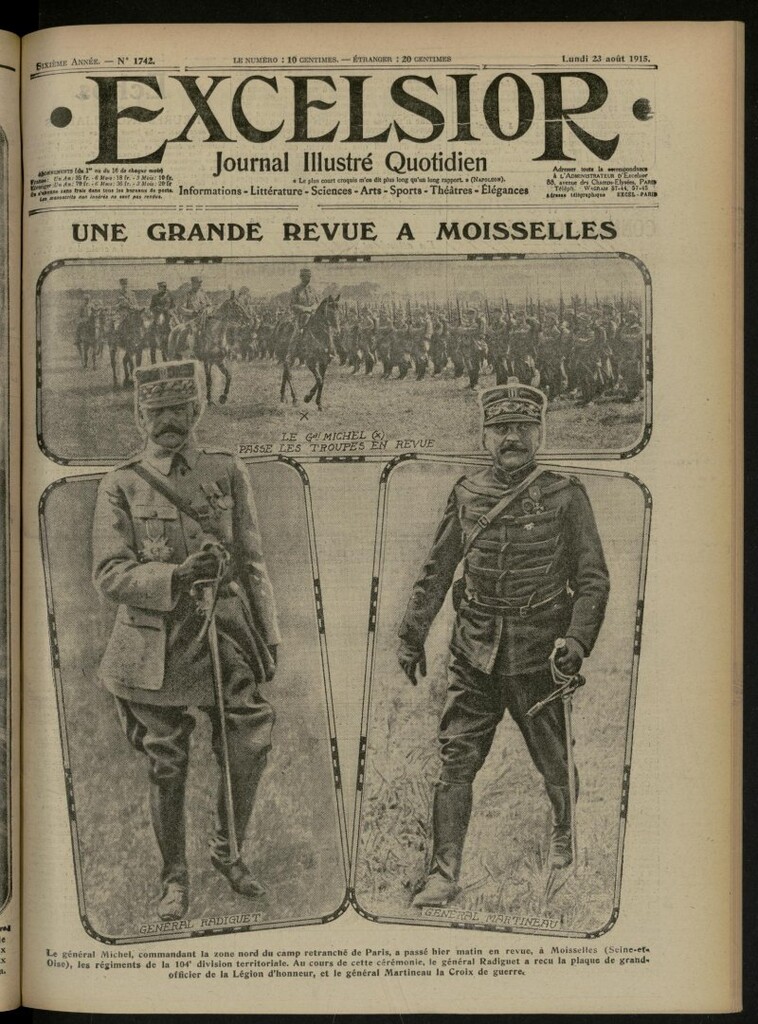 Miniatura de Excelsior: journal illustré quotidien de 23 de agosto de 1915, nº 1742