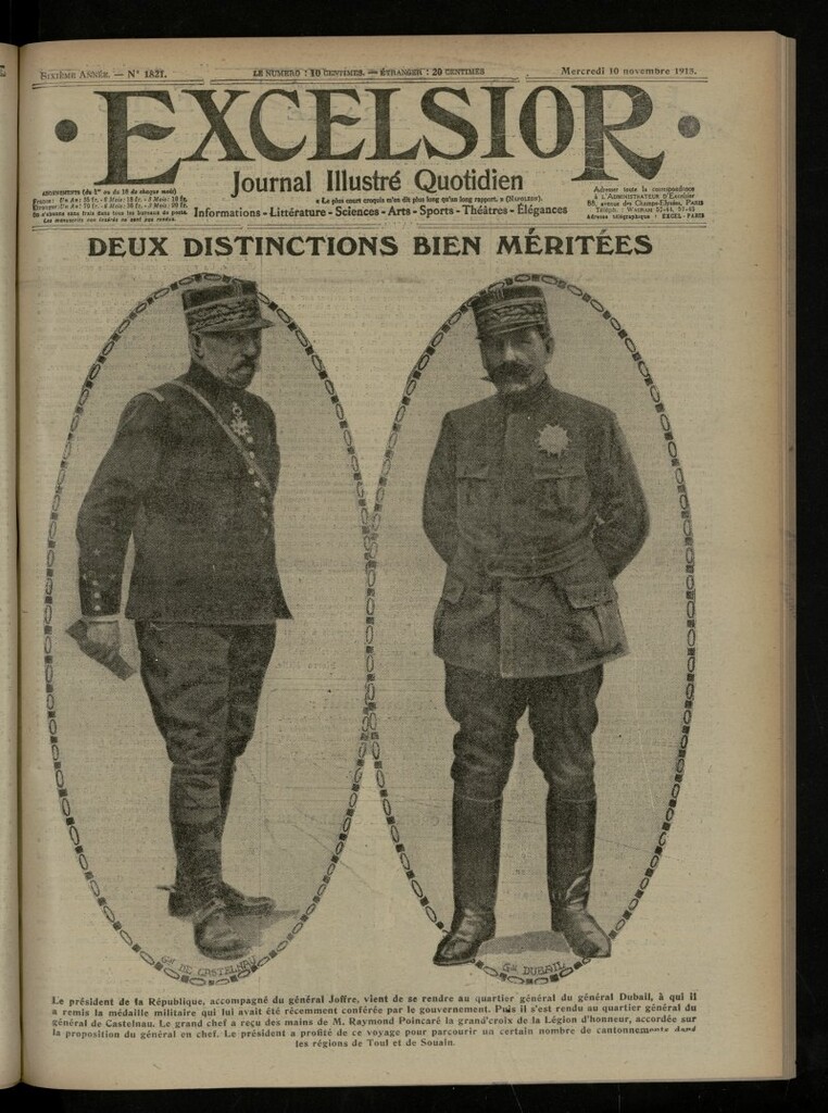 Miniatura de Excelsior: journal illustré quotidien de 10 de noviembre de 1915, nº 1821