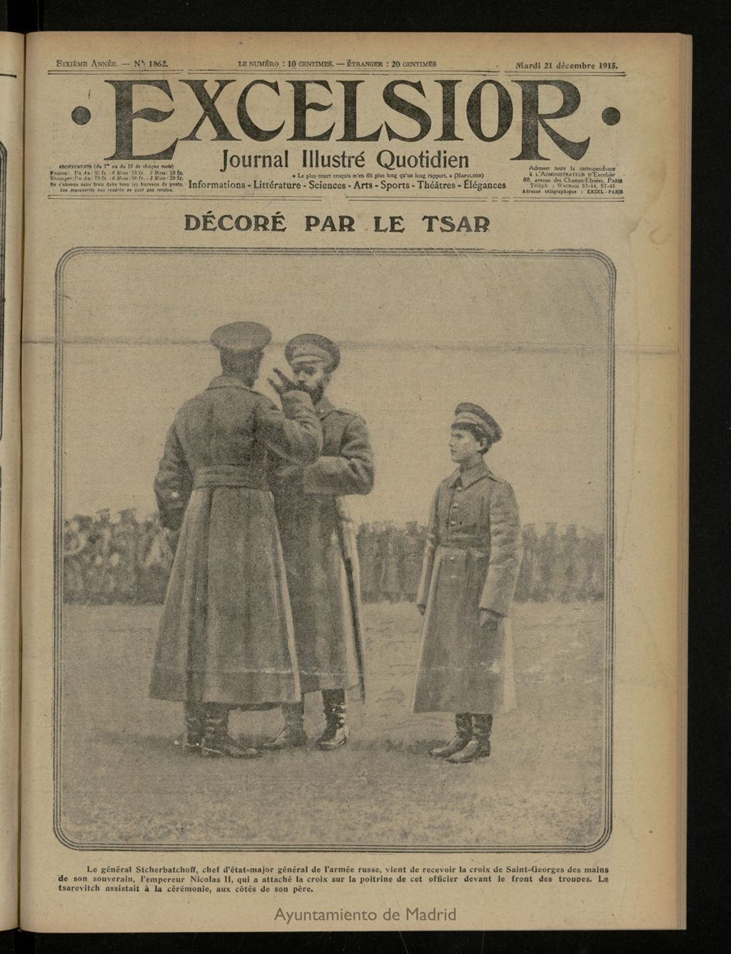 Miniatura de Excelsior: journal illustré quotidien de 21 de diciembre de 1915, nº 1862