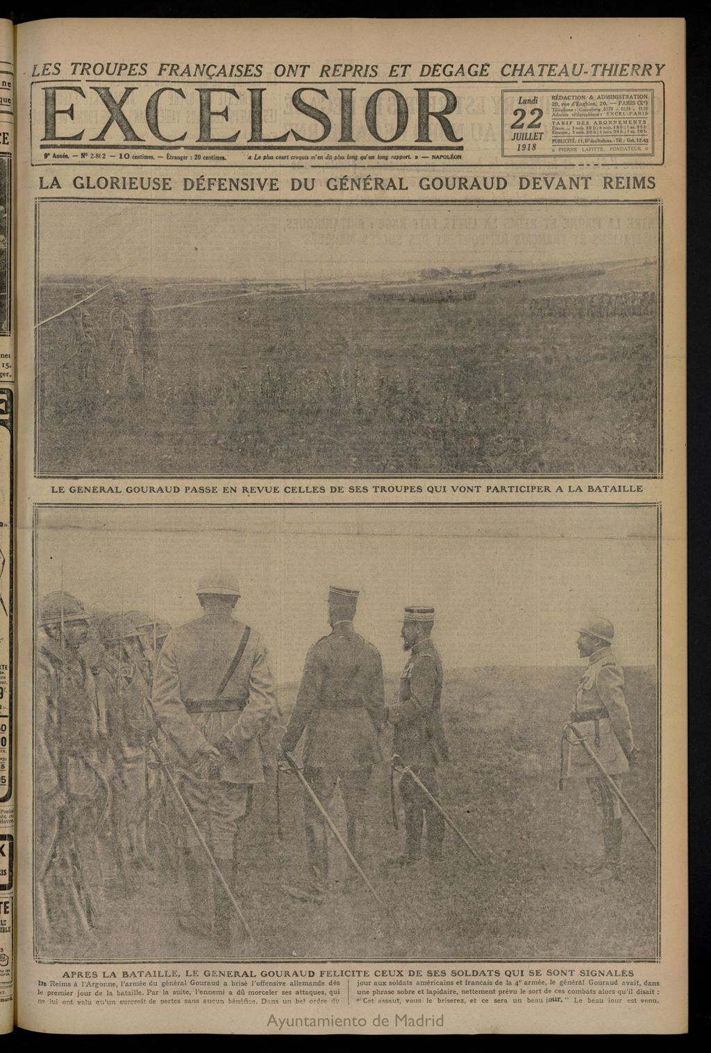 Miniatura de Excelsior: journal illustré quotidien del 22 de julio de 1918, nº 2802