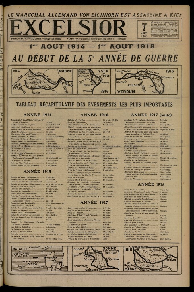 Miniatura de Excelsior: journal illustré quotidien del 1 de agosto de 1918, nº 2812
