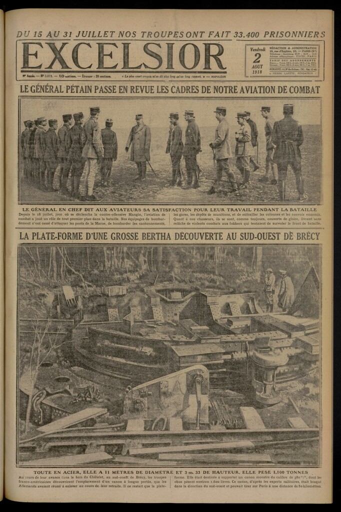 Miniatura de Excelsior: journal illustré quotidien del 2 de agosto de 1918, nº 2813
