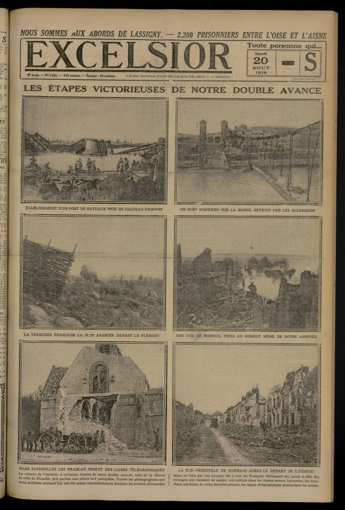 Miniatura de Excelsior: journal illustré quotidien del 20 de agosto de 1918, nº 2831